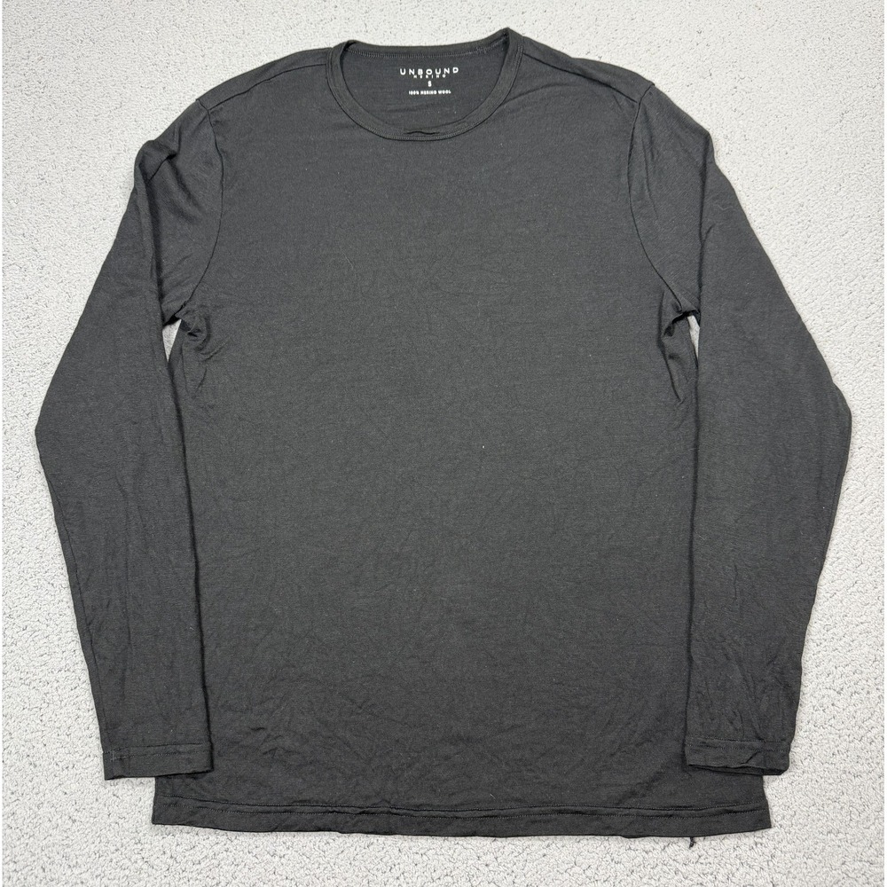 Unbound Merino Shirt Mens Small Black 100% Merino Wool Long Sleeve Tee Tagless